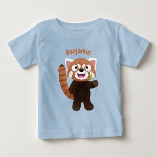 Tecknad av ljusröda panda t shirt