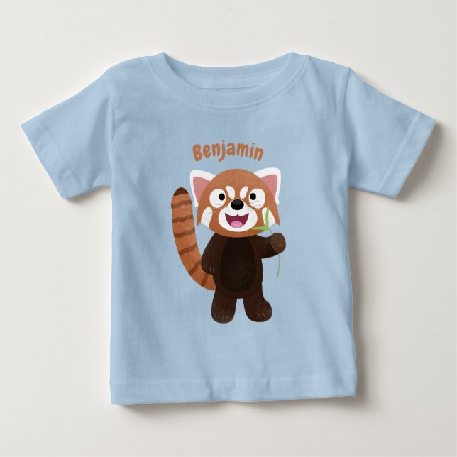 Tecknad av ljusröda panda t shirt (Framsida)