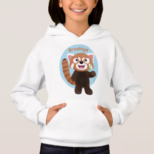 Tecknad av ljusröda panda t shirt