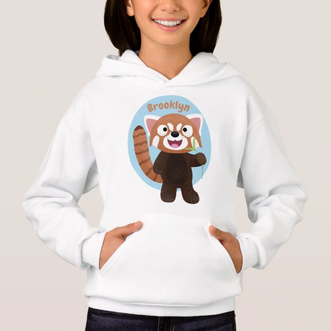 Tecknad av ljusröda panda t shirt (Framsida)