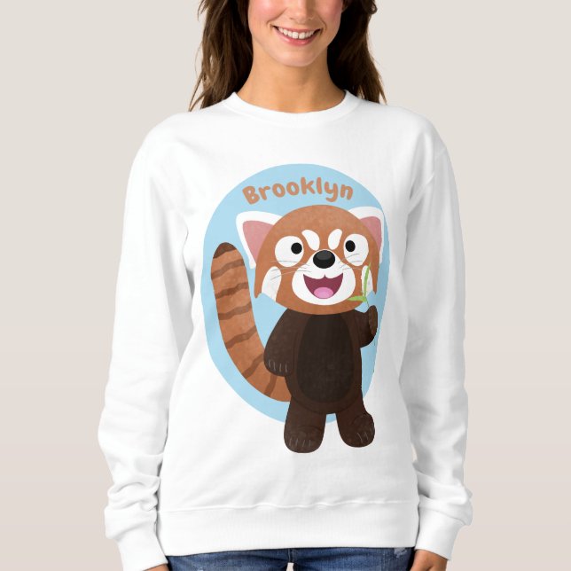 Tecknad av ljusröda panda t shirt (Framsida)