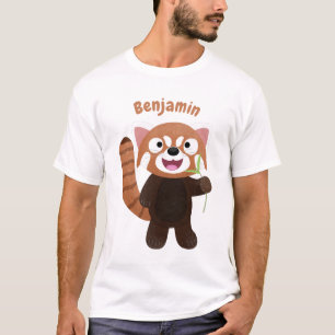 Tecknad av ljusröda panda t shirt