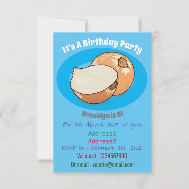 Tecknad av lök inbjudningar (Framsida)