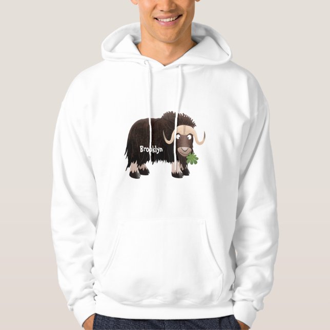 Tecknad av luddig mysk hoodie (Framsida)