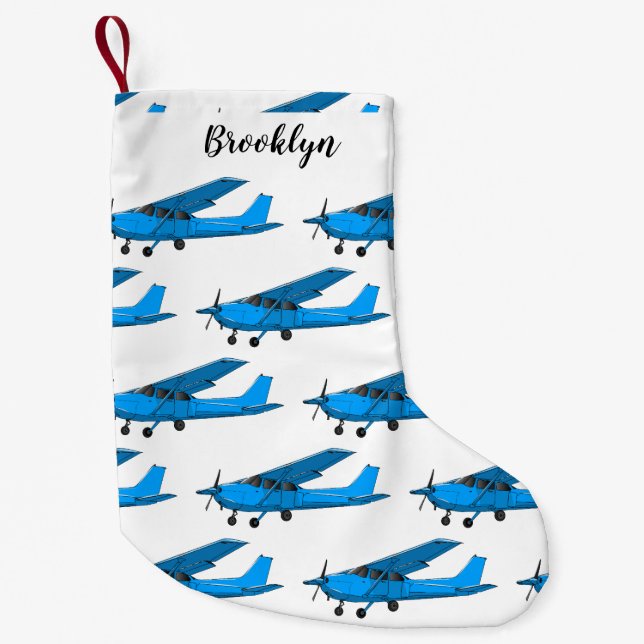 Tecknad av luftfartyg med fast vinge liten julstrumpa (Framsidan)