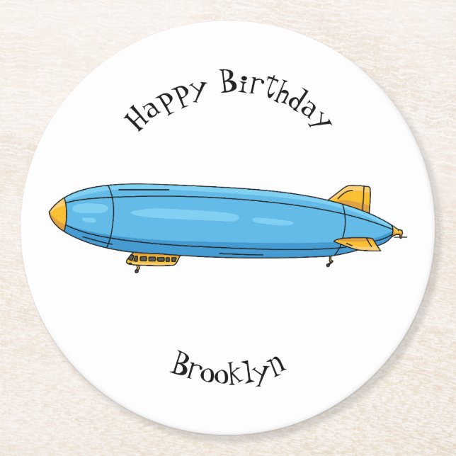 Tecknad av luftfartyg underlägg papper rund (Framsidan)