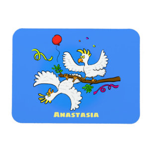 Tecknad av lustiga cockatofåglar magnet