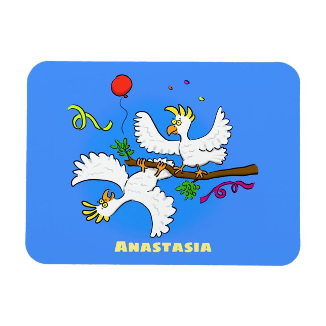 Tecknad av lustiga cockatofåglar magnet (Horisontell)