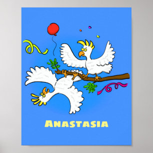 Tecknad av lustiga cockatofåglar poster