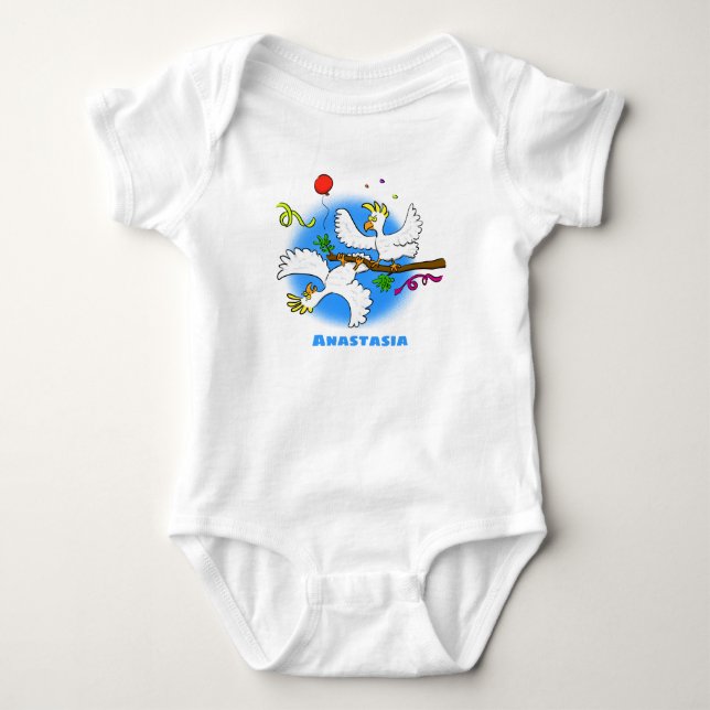 Tecknad av lustiga cockatofåglar t shirt (Framsida)