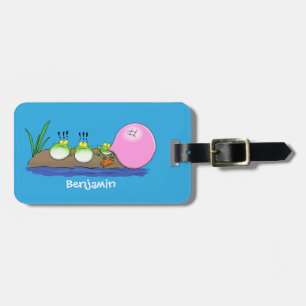 Tecknad av lustiga grodor, bubblgum bagagebricka