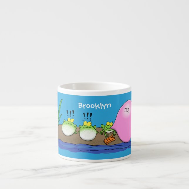 Tecknad av lustiga grodor, bubblgum espressomugg (Framsidan)