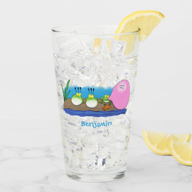 Tecknad av lustiga grodor, bubblgum glaskopp (Bakside Is)