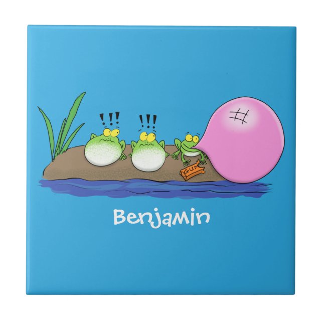 Tecknad av lustiga grodor, bubblgum kakelplatta (Framsidan)