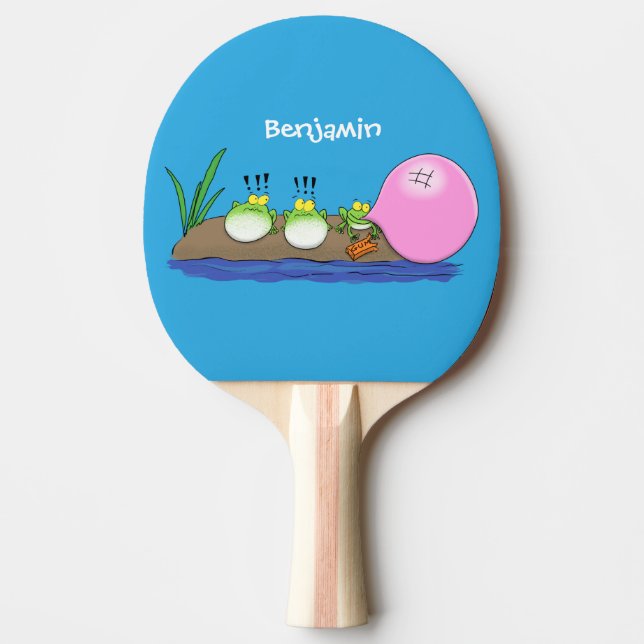 Tecknad av lustiga grodor, bubblgum pingisracket (Framsidan)