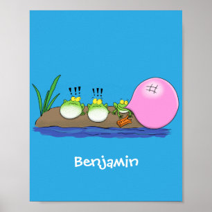 Tecknad av lustiga grodor, bubblgum poster