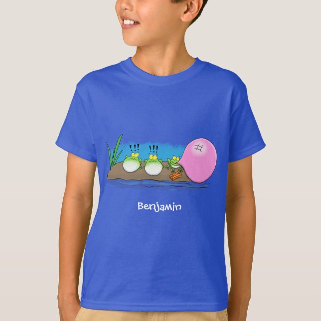 Tecknad av lustiga grodor, bubblgum t shirt (Framsida)