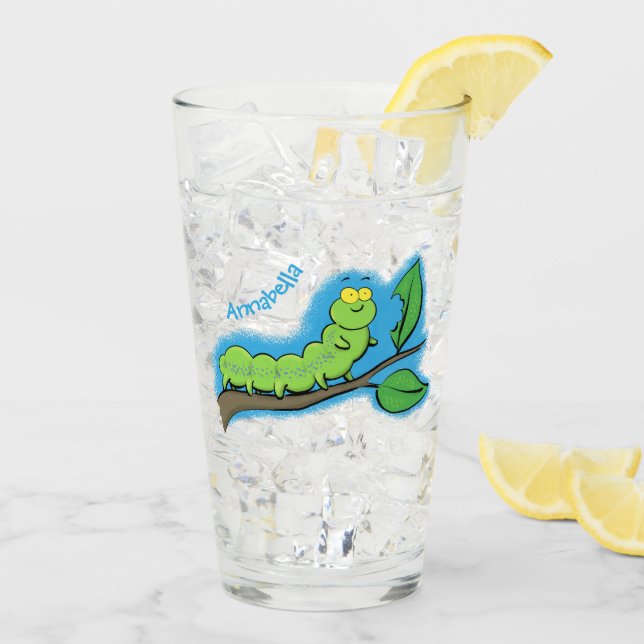 tecknad av lycklig söt grönt-vattenpelare för  glaskopp (Bakside Is)