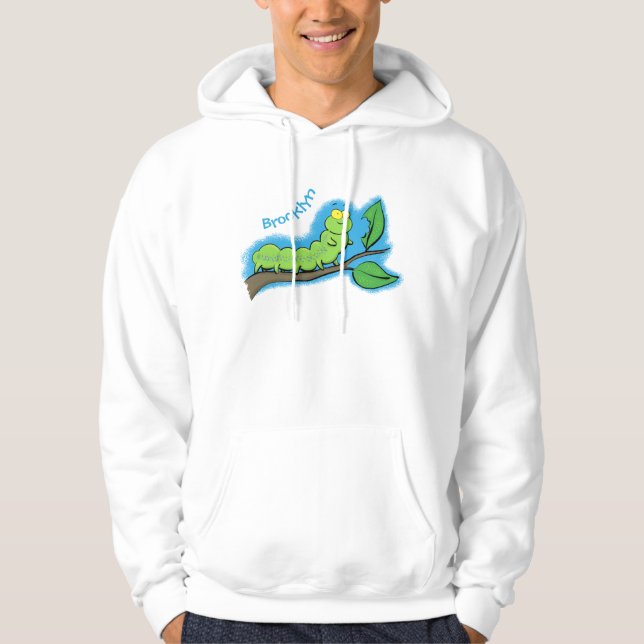 tecknad av lycklig söt grönt-vattenpelare för  hoodie (Framsida)
