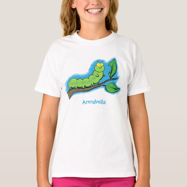 tecknad av lycklig söt grönt-vattenpelare för  t shirt (Framsida)