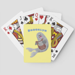 tecknad av lycklig söt harp- casinokort