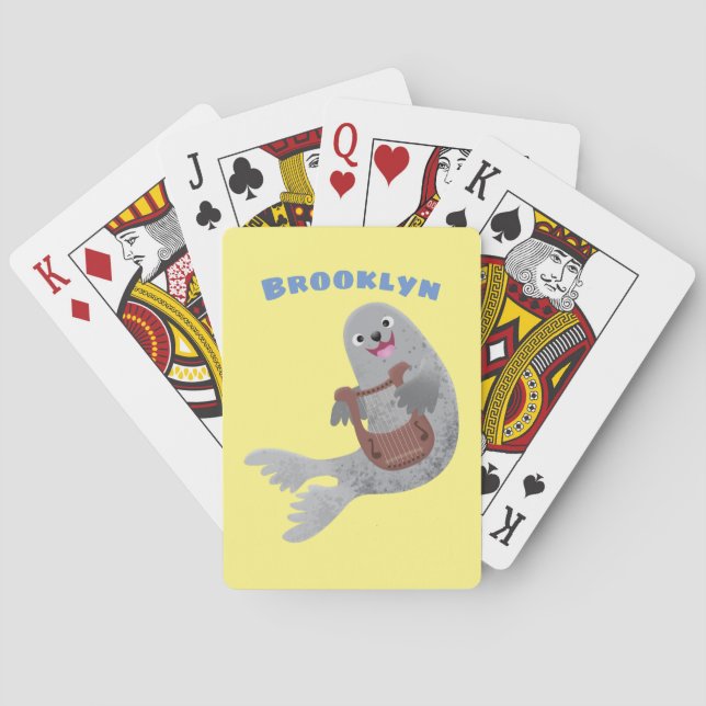 tecknad av lycklig söt harp- casinokort (Baksidan)