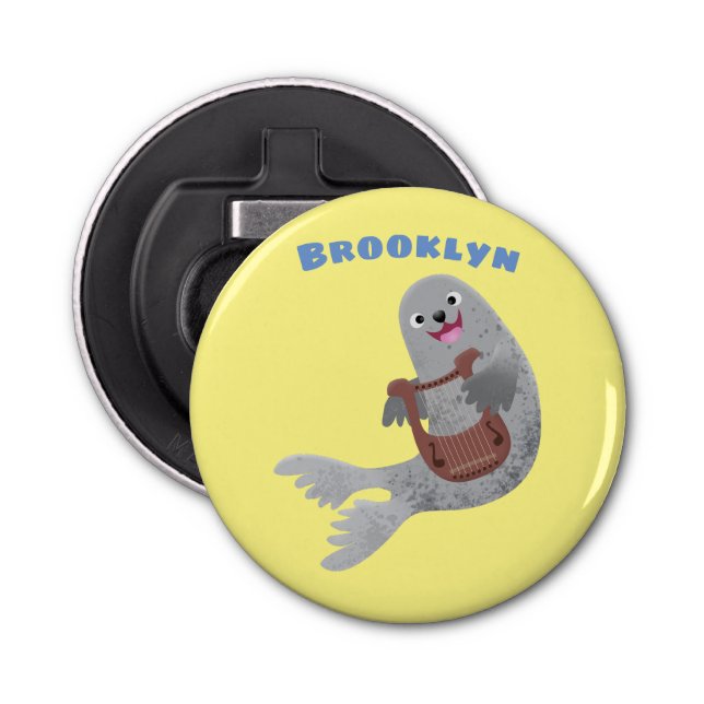 tecknad av lycklig söt harp- flasköppnare (Framsidan)