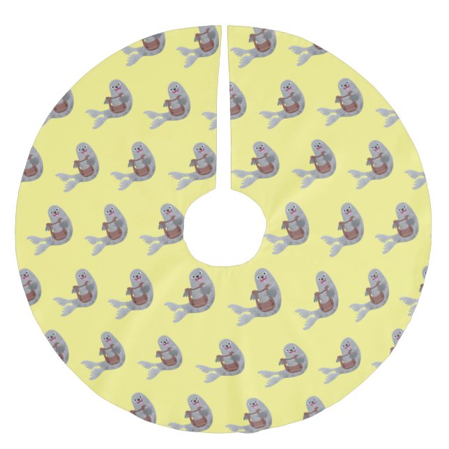 tecknad av lycklig söt harp- julgransmatta borstad polyester (Framsidan)