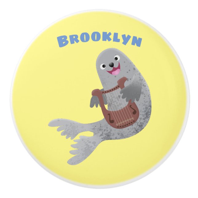 tecknad av lycklig söt harp- knopp (Framsidan)