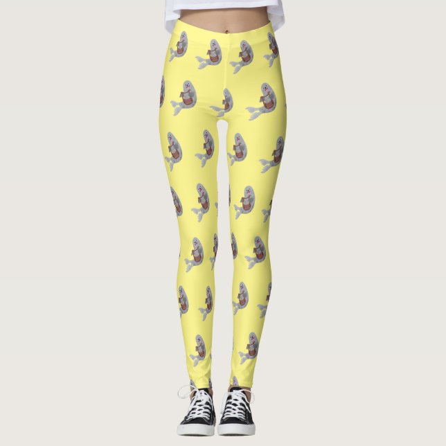 tecknad av lycklig söt harp- leggings (Framsida)