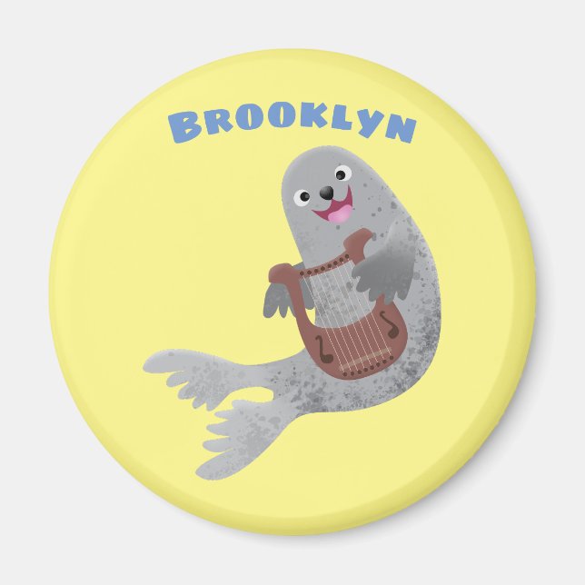 tecknad av lycklig söt harp- magnet (Framsidan)