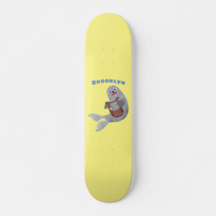 tecknad av lycklig söt harp- mini skateboard bräda 18,5 cm