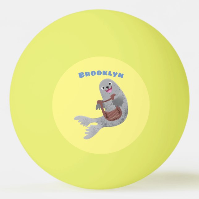 tecknad av lycklig söt harp- pingisboll (Framsidan)