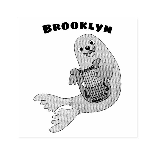 tecknad av lycklig söt harp- stämpel (Tryck)