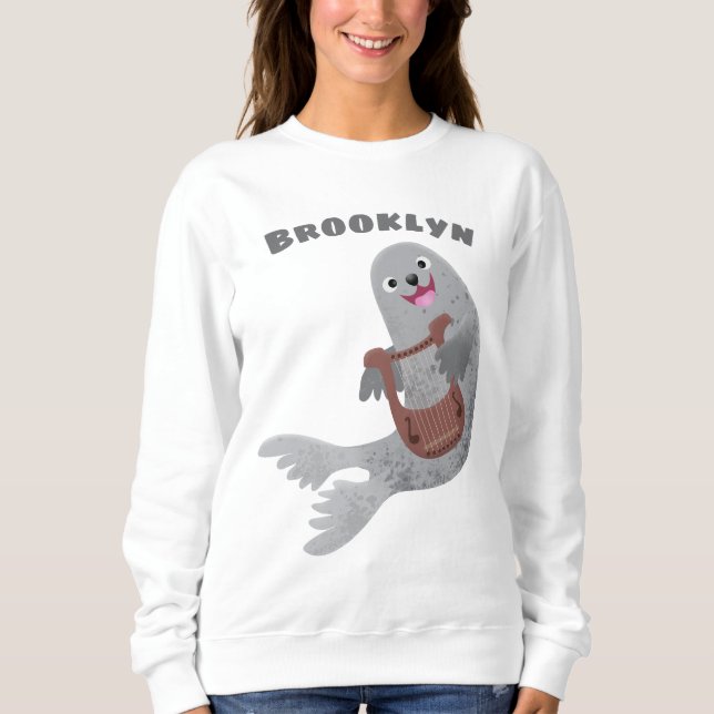 tecknad av lycklig söt harp- t shirt (Framsida)