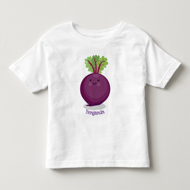 Tecknad av matbetsrot i Cute lycklig T Shirt (Framsida)