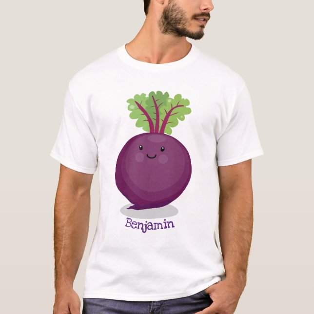 Tecknad av matbetsrot i Cute lycklig T Shirt (Framsida)