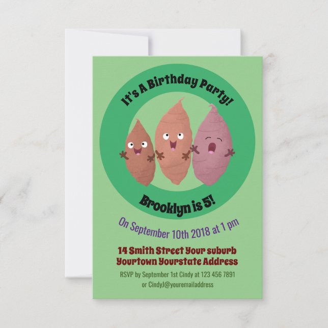 Tecknad av matpotatis, matpotatis inbjudningar (Framsida)