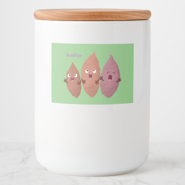 Tecknad av matpotatis, matpotatis mat etiketter (Framsida)