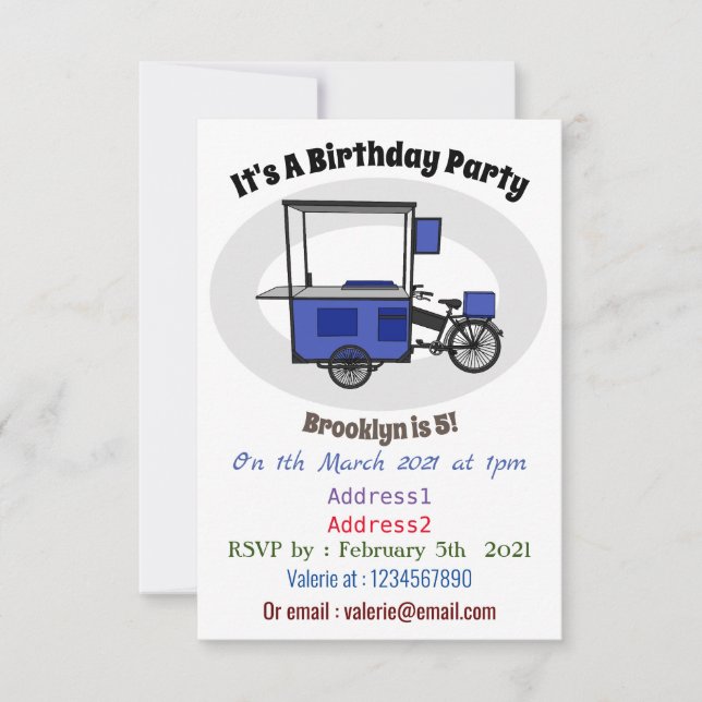 Tecknad av matvagn inbjudningar (Framsida)