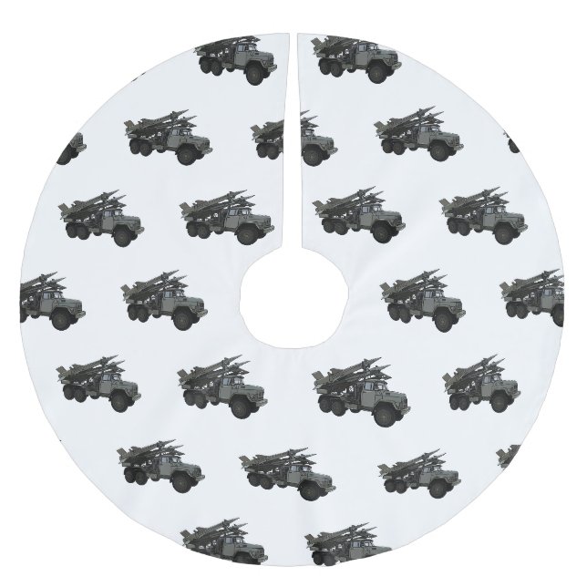 Tecknad av missile fordon julgransmatta borstad polyester (Framsidan)