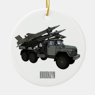 Tecknad av missile fordon julgransprydnad keramik