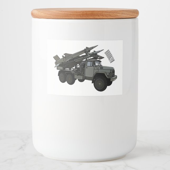 Tecknad av missile fordon mat etiketter (Framsida)