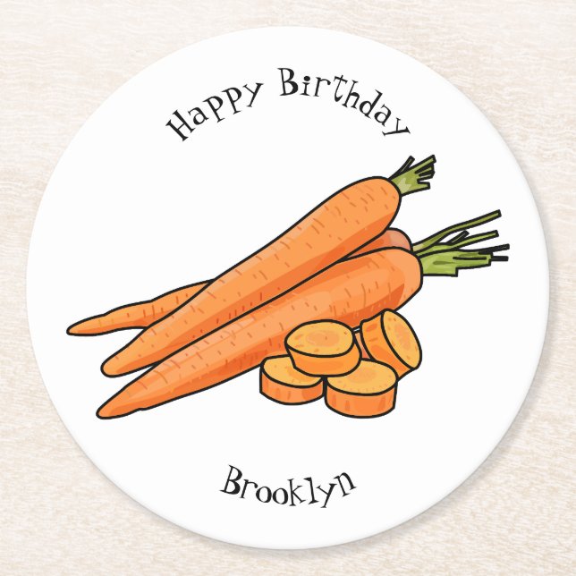 Tecknad av morot underlägg papper rund (Framsidan)