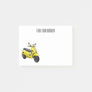 Tecknad av motorcykelns stoppade motorcykel post-it block