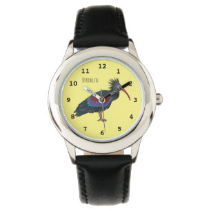 Tecknad av nordlig bald ibis-fågel armbandsur