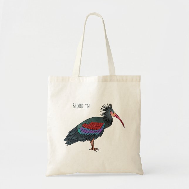 Tecknad av nordlig bald ibis-fågel tygkasse (Framsidan)
