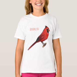 Tecknad av nordlig kardinalfågel t shirt