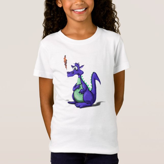 Tecknad av oroad Lila Dragon Tee (Framsida)