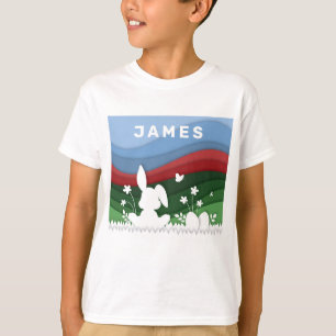 tecknad av påskhare och äggjakt på papercut t shirt
